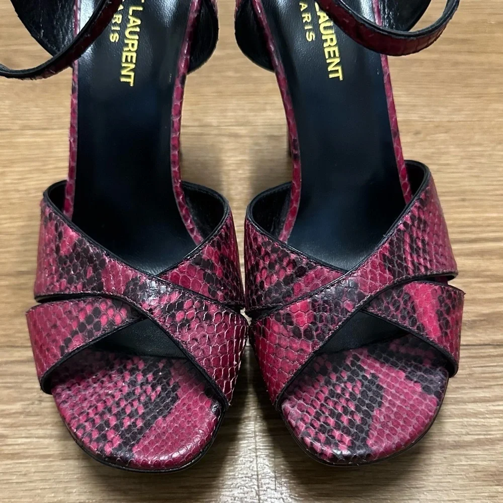 SAINT LAUREN Paris Snakeskin Platform Sandals